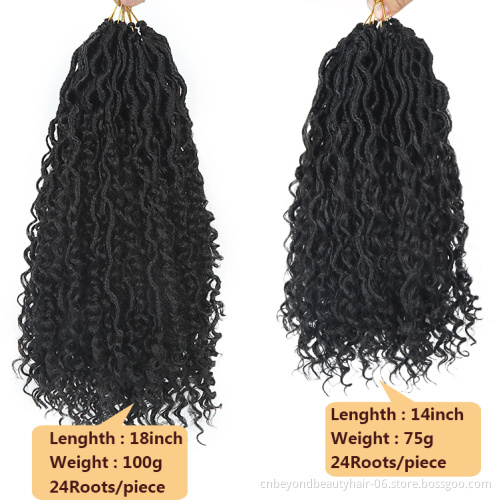 Natural Black Synthetic Crochet Braids Hair Passion Twist River Goddess Braiding Hair Extension Faux Locs With Curly Hair